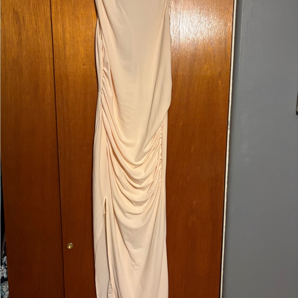 Elegant Cream Ruched Dress